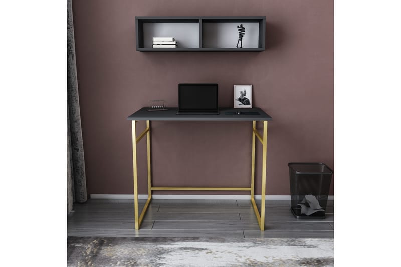 Malem Skrivbord 60x75x90 cm - Guld/Antracit - Höj och sänkbart skrivbord - Skrivbord - Datorbord