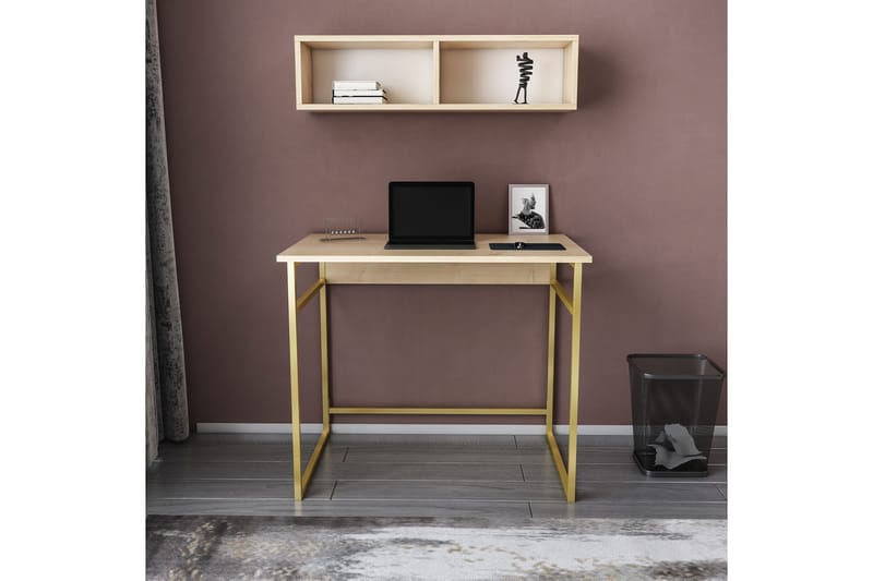 Malem Skrivbord 60x75x90 cm - Guld/Brun - Höj och sänkbart skrivbord - Skrivbord - Datorbord