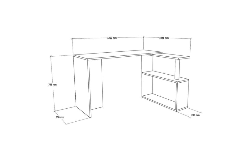 Mossboda Skrivbord 130 cm med Förvaring 2 Hyllor - Brun - Skrivbord