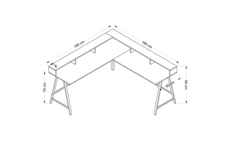 Nagender Hörnskrivbord - Vit - Möbler - Bord & matgrupper - Kontorsbord - Skrivbord - Hörnskrivbord