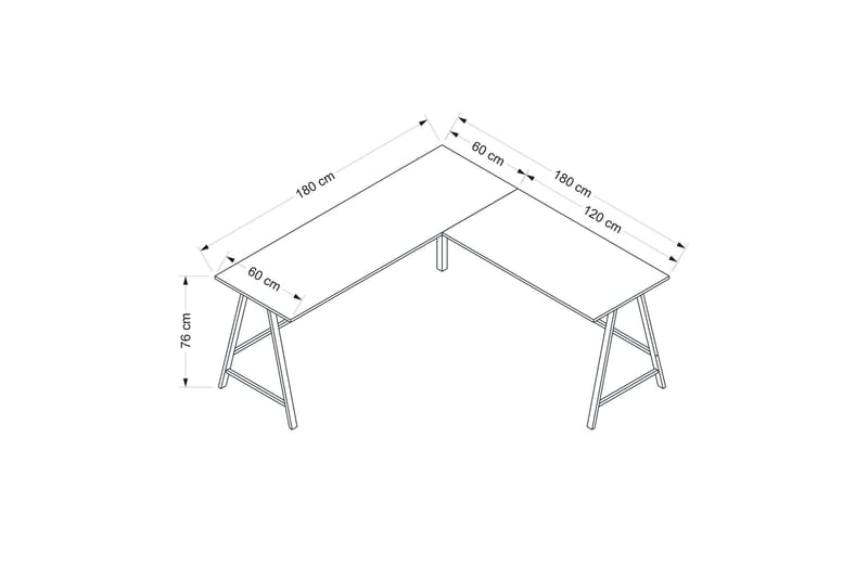 Nagender Skrivbord 180 cm - Svart - Skrivbord