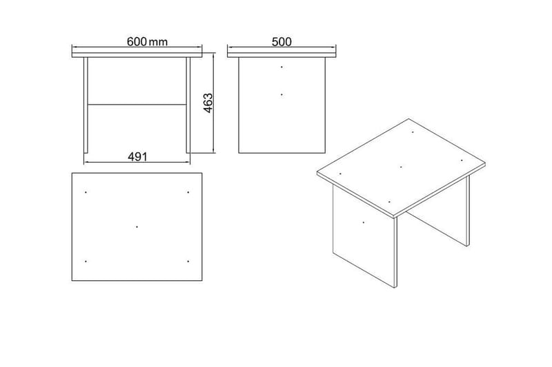 Okani Skrivbord 140 cm med Fotpall - Natur/Svart - Skrivbord