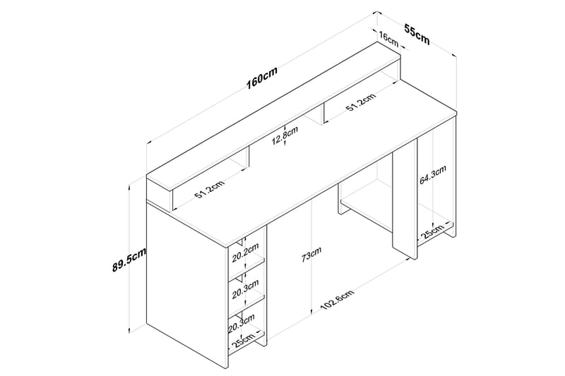 Parsant Skrivbord 160 cm - Valnöt/Antracit - Skrivbord