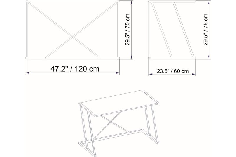 Ruelle Skrivbord 60x75x114 cm - Vit - Höj och sänkbart skrivbord - Skrivbord - Datorbord