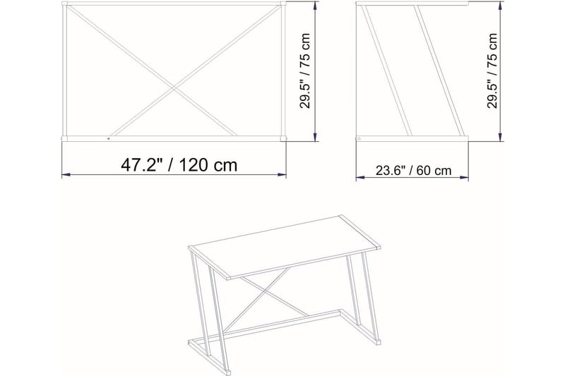 Ruelle Skrivbord 60x75x114 cm - Vit - Skrivbord