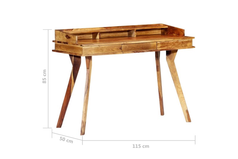 Skrivbord 115x50x85 cm massivt sheshamträ - Brun - Skrivbord