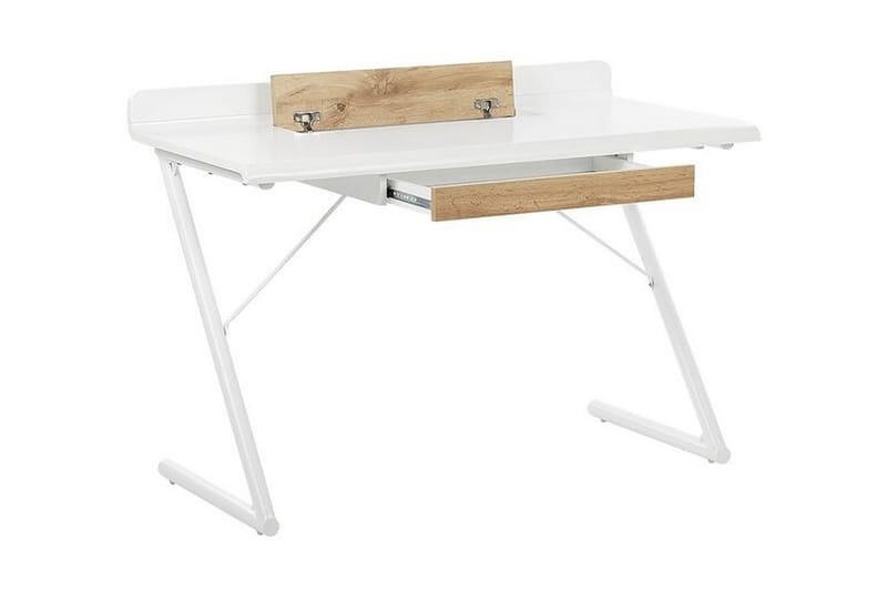 Skrivbord 120 x 60 cm vit/ljust trä FOCUS - Vit - Skrivbord