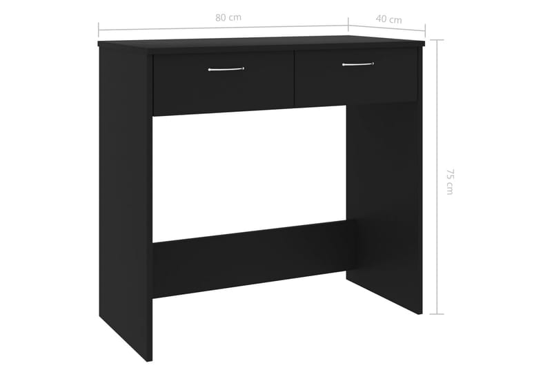 Skrivbord svart 80x40x75 cm spånskiva - Svart - Skrivbord