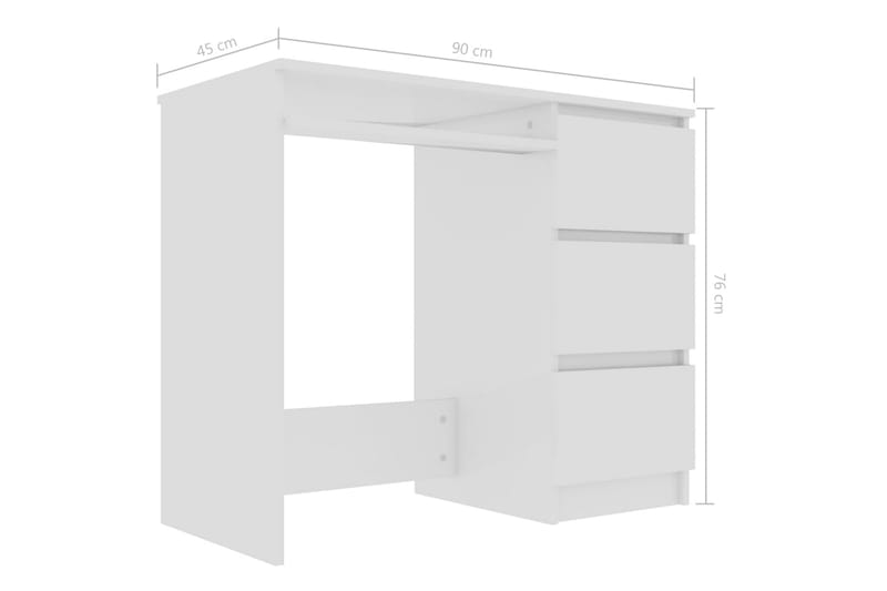 Skrivbord vit högglans 90x45x76 cm spånskiva - Vit - Möbler - Bord & matgrupper - Kontorsbord - Skrivbord