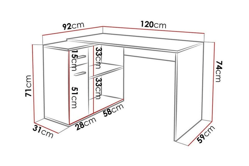 Wickston Skrivbord 120 cm - Antracit - Skrivbord