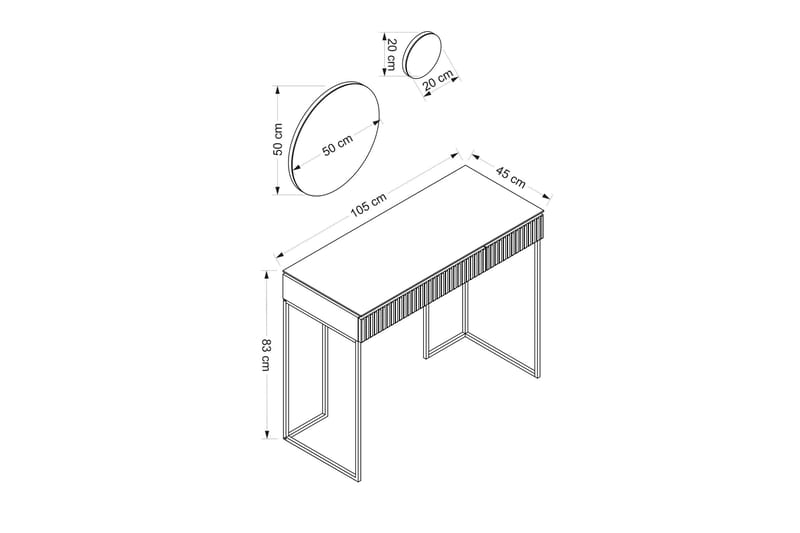 Makyaj Sminkbord 105 cm - Antracit - Möbler - Bord & matgrupper - Sminkbord & toalettbord