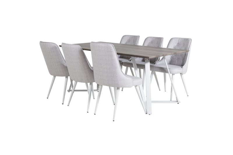 Malvina Matgrupp  180 cm Rektangulär med 6 Valera stolar - Ljusgrå - Matgrupper