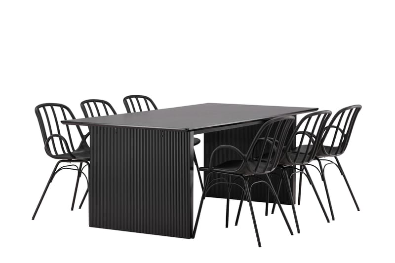 Mangat Matgrupp  200 cm Rektangulär med 6 Dyrön stolar - Svart - Matgrupper