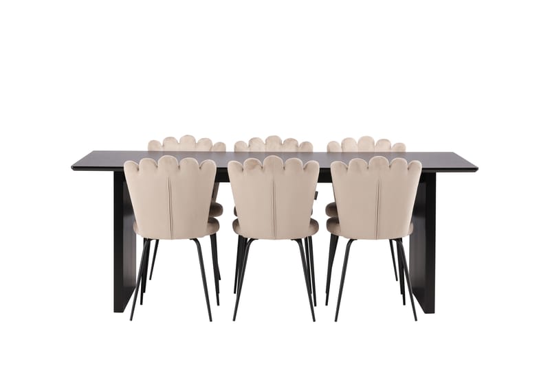 Mangat Matgrupp  200 cm Rektangulär med 6 Limhamn stolar - Beige - Matgrupper