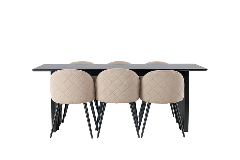 Mangat Matgrupp  200 cm Rektangulär med 6 Sedavi stolar - Beige - Matgrupper
