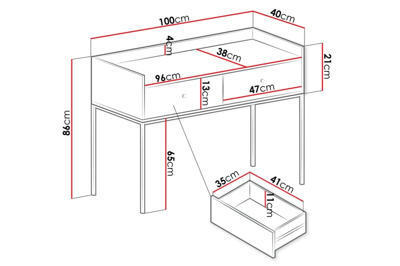 Mariestad Sminkbord 100 cm - Vit - Möbler - Bord & matgrupper - Sminkbord & toalettbord