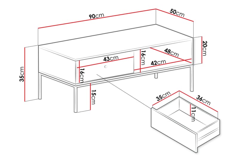 Mariestad Soffbord 90 cm - Grå - Möbler - Bord & matgrupper - Soffbord