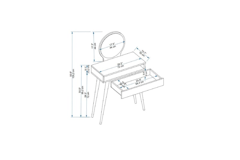 Markas Sminkbord 72 cm - Antracit - Möbler - Bord & matgrupper - Sminkbord & toalettbord