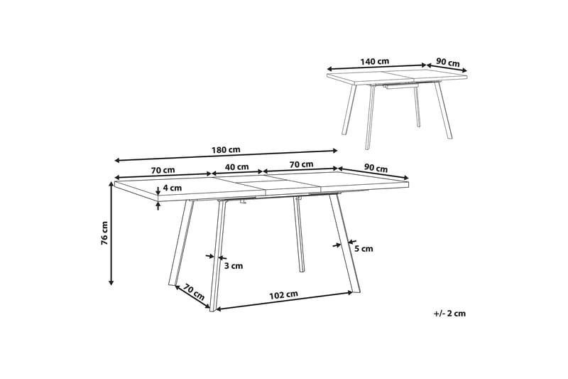 Housham Matbord 180 cm Hopfällbart - Ljusbrun/Svart - Matbord & köksbord - Klaffbord & Hopfällbart bord