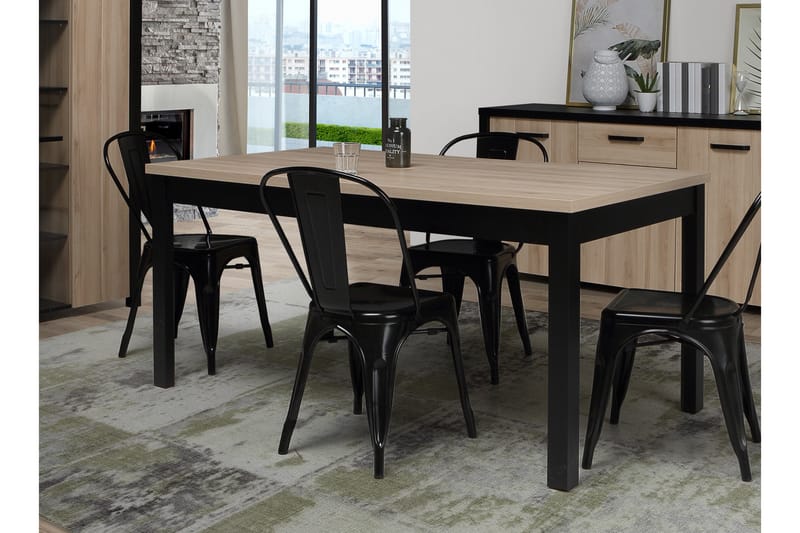 Konitsa Förlängningsbart Matbord 160 cm - Brun/Svart - Matbord & köksbord - Klaffbord & Hopfällbart bord