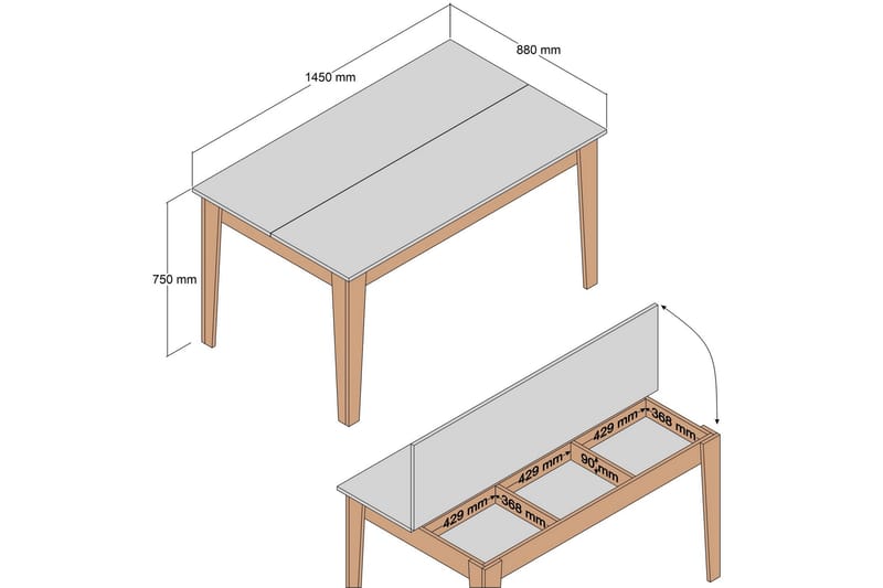 Lissione Matbord 145x88 cm Brun/Svart - Hanah Home - Matbord & köksbord