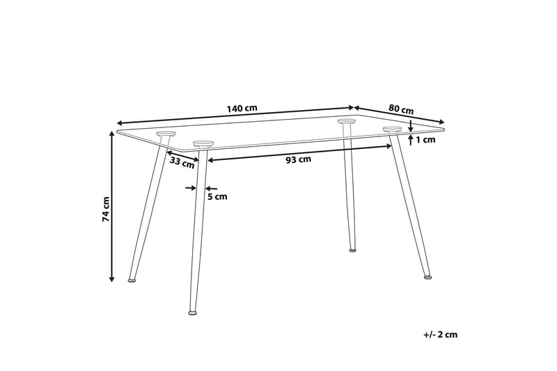 Maceys Matbord 140 cm - Glas/Svart - Matbord & köksbord