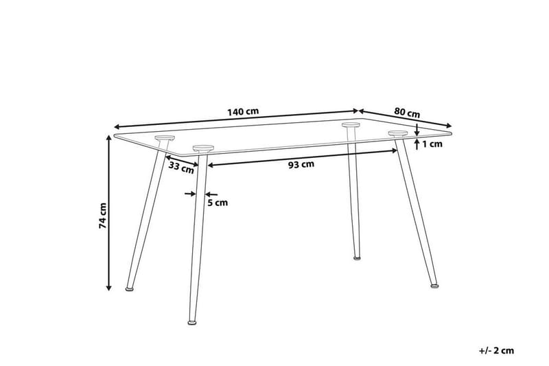 Maceys Matbord 140 cm - Glas/Svart - Matbord & köksbord