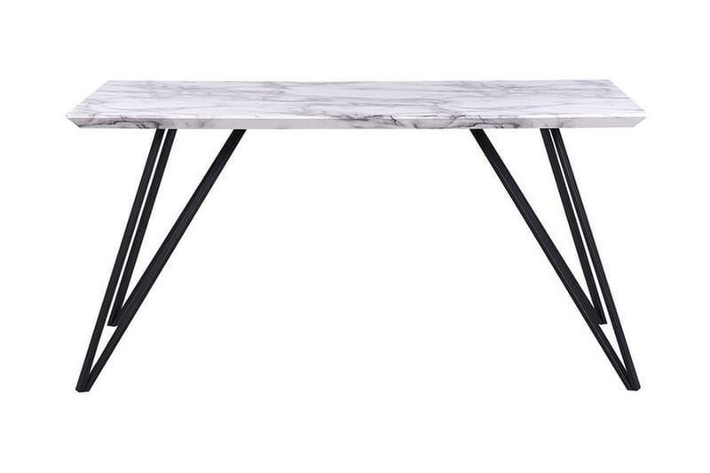 Matbord 150 x 80 cm marmor effekt/svart MOLDEN - Vit - Matbord & köksbord - Klaffbord & Hopfällbart bord