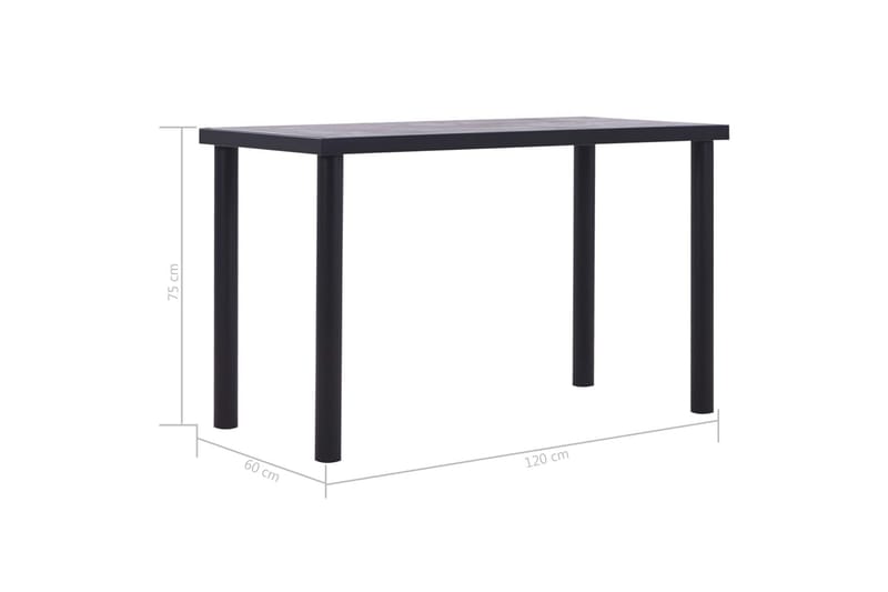 Matbord svart och betonggrå 120x60x75 cm MDF - Svart - Matbord & köksbord