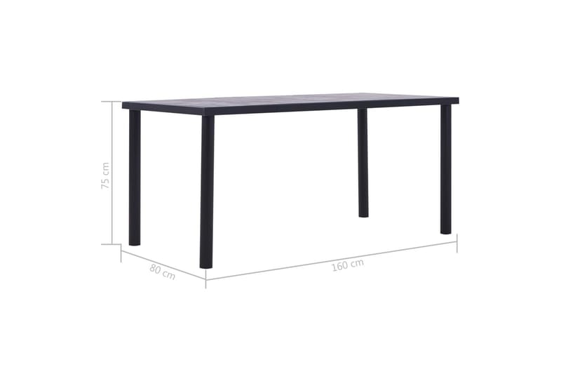 Matbord svart och betonggrå 160x80x75 cm MDF - Svart - Matbord & köksbord