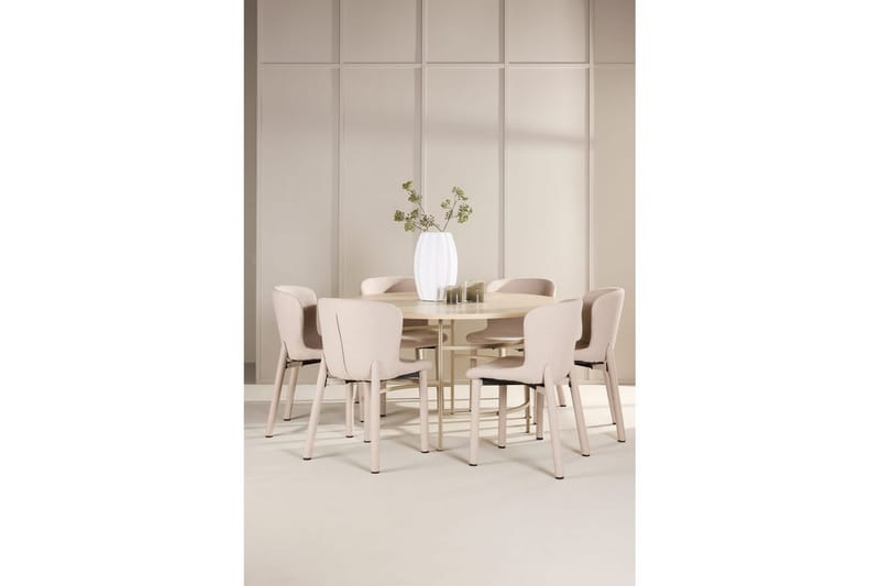 Matgrupp Copenhagen Runt 140 cm med 6st Astoria Stolar Vit / Beige, Beige - Vit / Beige, Beige - Möbler - Bord & matgrupper - Matgrupper