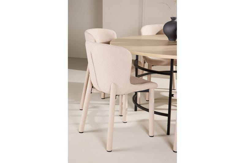 Matgrupp Copenhagen Runt 140 cm med 6st Astoria Stolar Vit / Svart, Beige - Vit / Svart, Beige - Möbler - Bord & matgrupper - Matgrupper