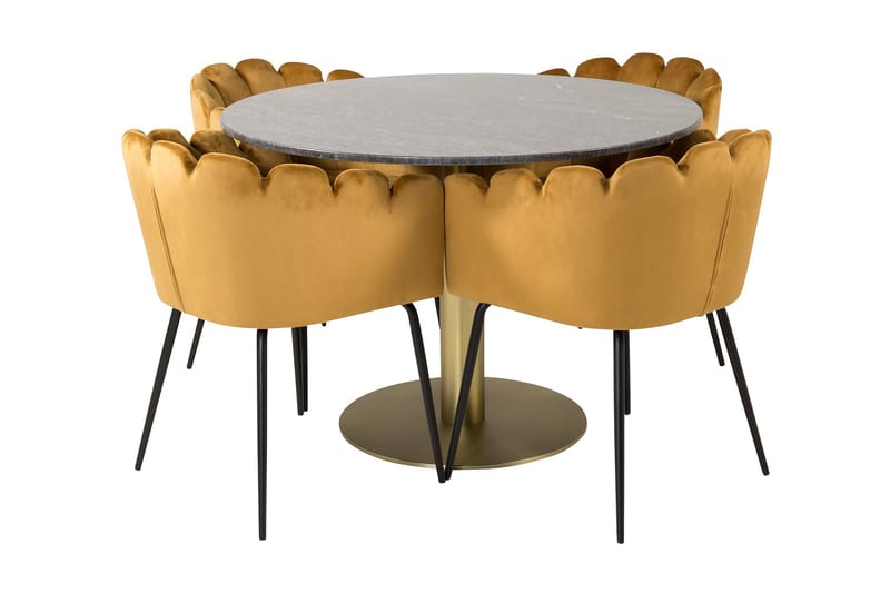 Admira Matgrupp 106 cm Rund Marmor med 4 Limhamn Matstolar G - Furniture Fashion - Matgrupper