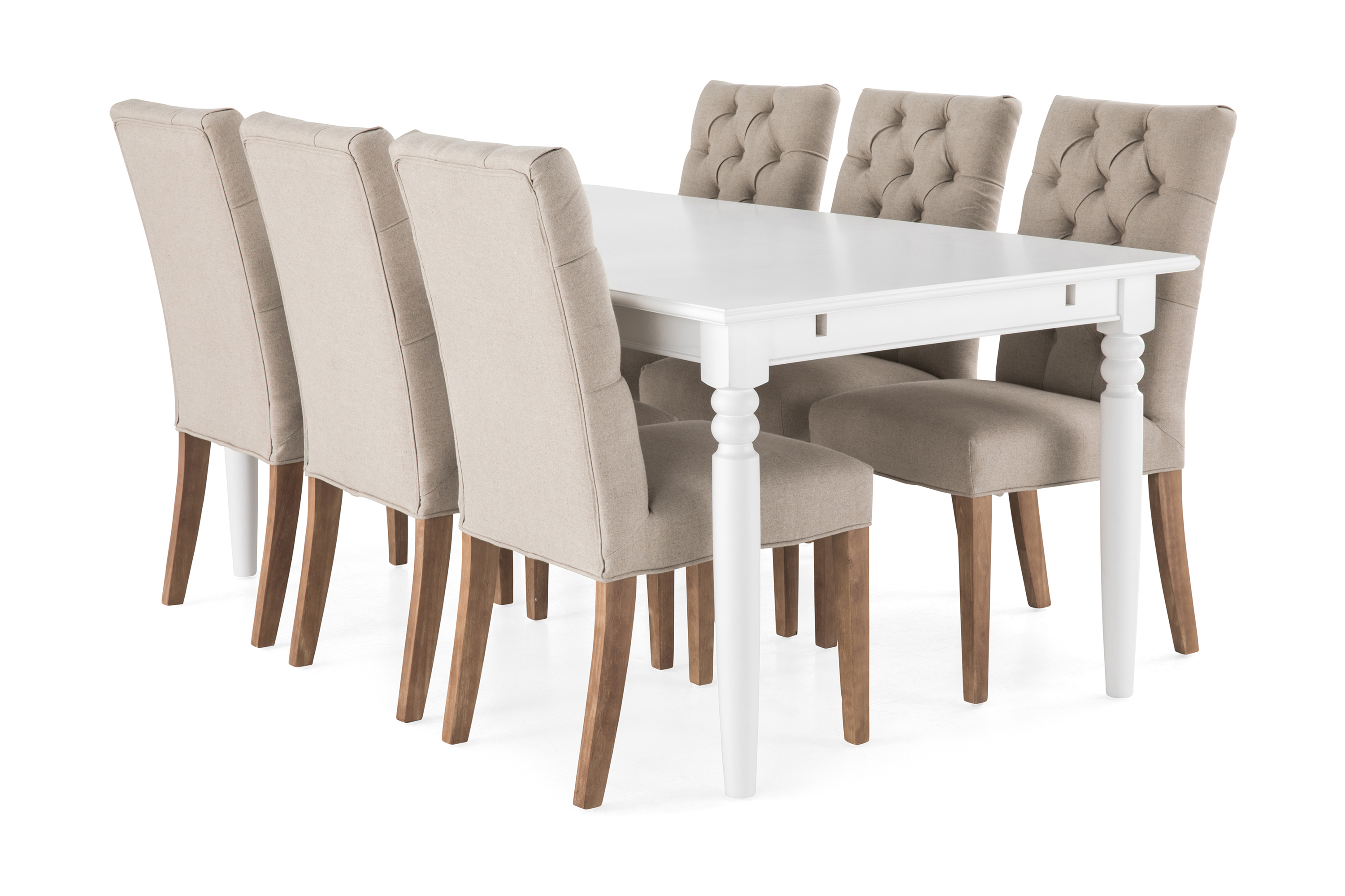 Hampton Matgrupp 190 cm med 6 Jenny Stol - Vit/Beige Matgrupper Vit,Beige Trä