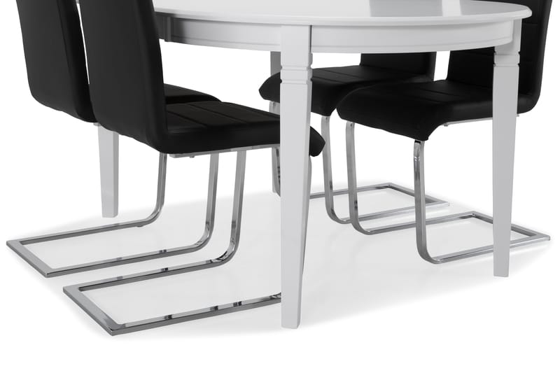 Läckö Matbord med 4 st Cibus stolar - Vit/Svart/Krom - Matgrupper