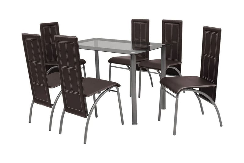 Matbord och stolar 7 delar bruna - Flerfärgad - Matgrupper