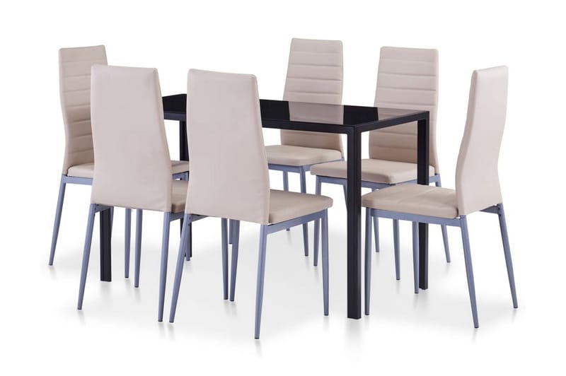 Matbord och stolar 7 delar cappuccino - Beige - Matgrupper