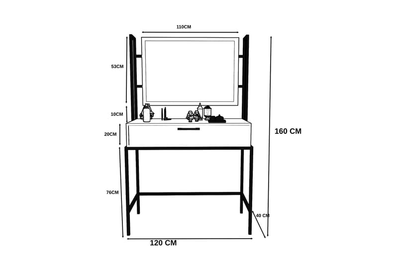 Momodern Sminkbord 120x40 cm - Antracit/Svart - Möbler - Bord & matgrupper - Sminkbord & toalettbord