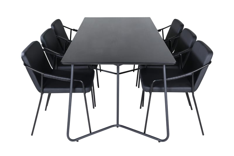Petra Matgrupp  190 cm Rektangulär med 6 Tvista stolar - Svart - Matgrupper