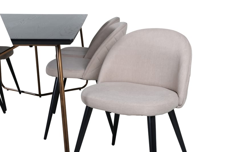 Petra Matgrupp 190 cm Rektangulär med 6 Velvet stolar - Beige - Möbler - Bord & matgrupper - Matgrupper