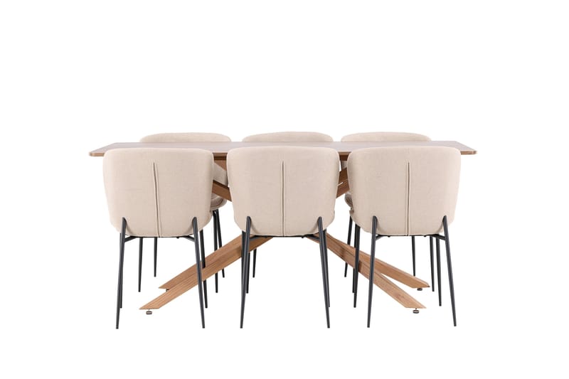 Piazza Matgrupp 180 cm Rektangulär med 6 Modesto stolar - Mocca/Beige - Möbler - Bord & matgrupper - Matgrupper