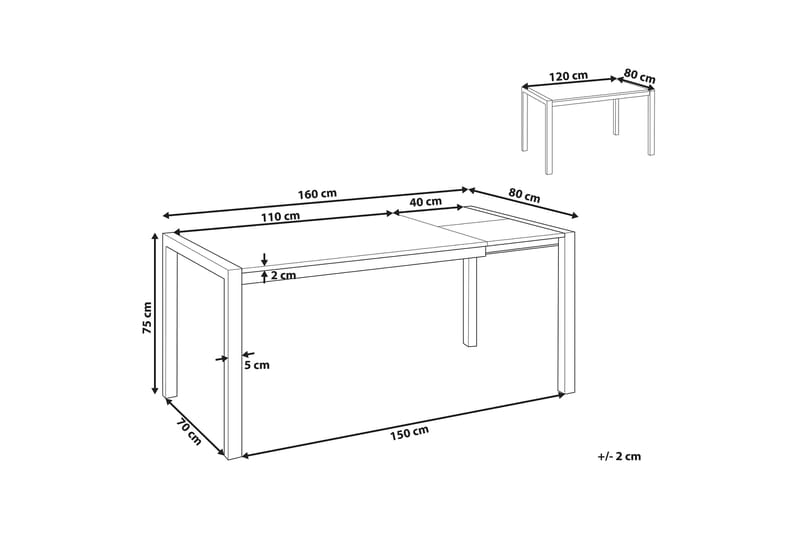 Renton Matbord Förlängningsbart 120-160x80 cm - Svart - Matbord & köksbord