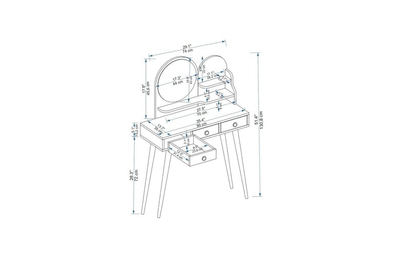 Ruges Sminkbord 74 cm - Antracit - Möbler - Bord & matgrupper - Sminkbord & toalettbord