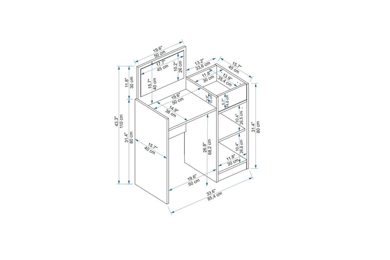 Sedef Sminkbord 85,4 cm - Vit - Möbler - Bord & matgrupper - Sminkbord & toalettbord