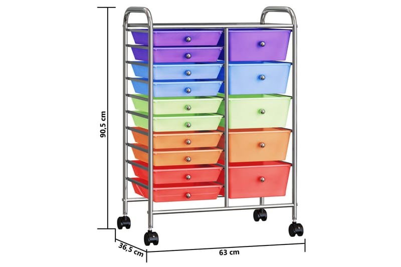 Förvaringsvagn XXL 15 lådor flerfärgad plast - Flerfärgad - Drinkvagn - Rullbord, rullvagn & serveringsbord