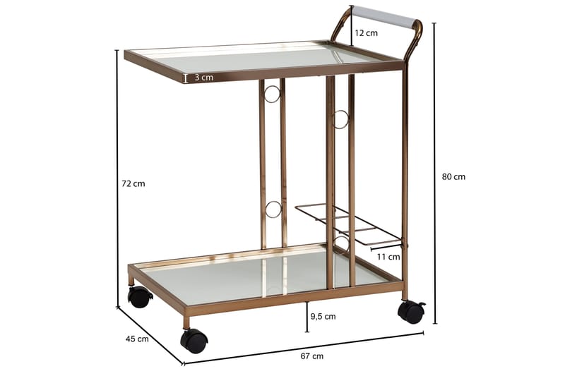 Wedlund Drinkvagn 67x45 cm - Guld - Drinkvagn - Rullbord, rullvagn & serveringsbord