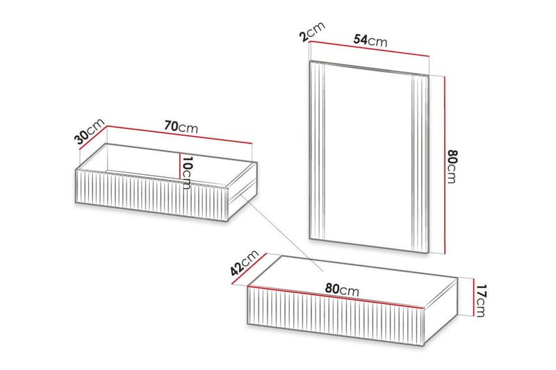 Juniskär svävande sminkbord med vägghängd spegel - 80x42 Ek - Brun - Möbler - Bord & matgrupper - Sminkbord & toalettbord