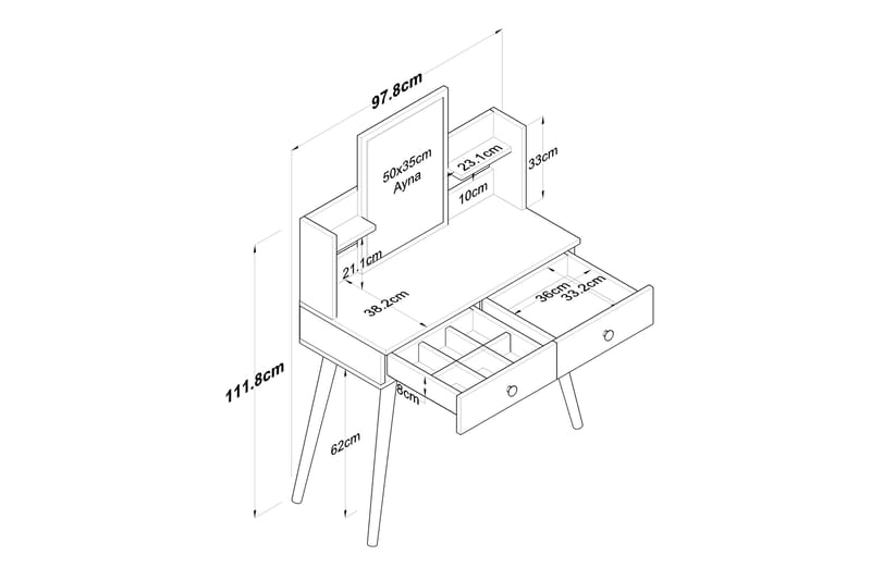 Junji Sminkbord 89,8x111,8 cm Vit - Hanah Home - Sminkbord & toalettbord