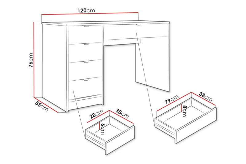 Novaj Sminkbord med lådor 120x55 cm - Svart / Mässing - Möbler - Bord & matgrupper - Sminkbord & toalettbord