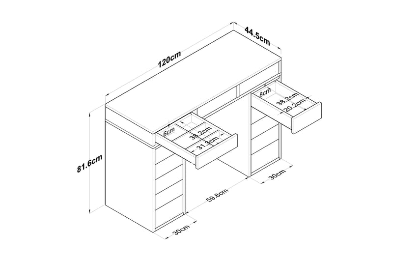 Ramender Sminkbord 120 cm - Vit - Möbler - Bord & matgrupper - Sminkbord & toalettbord